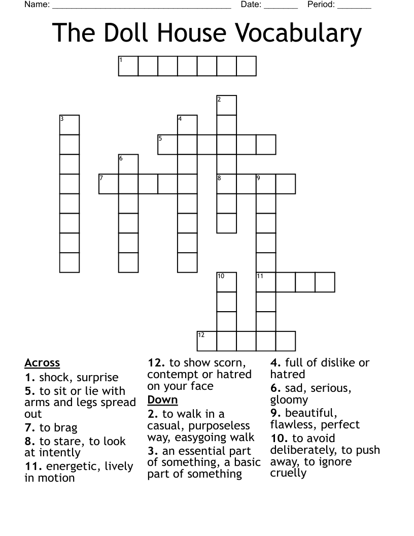 The Doll House Vocabulary Crossword WordMint