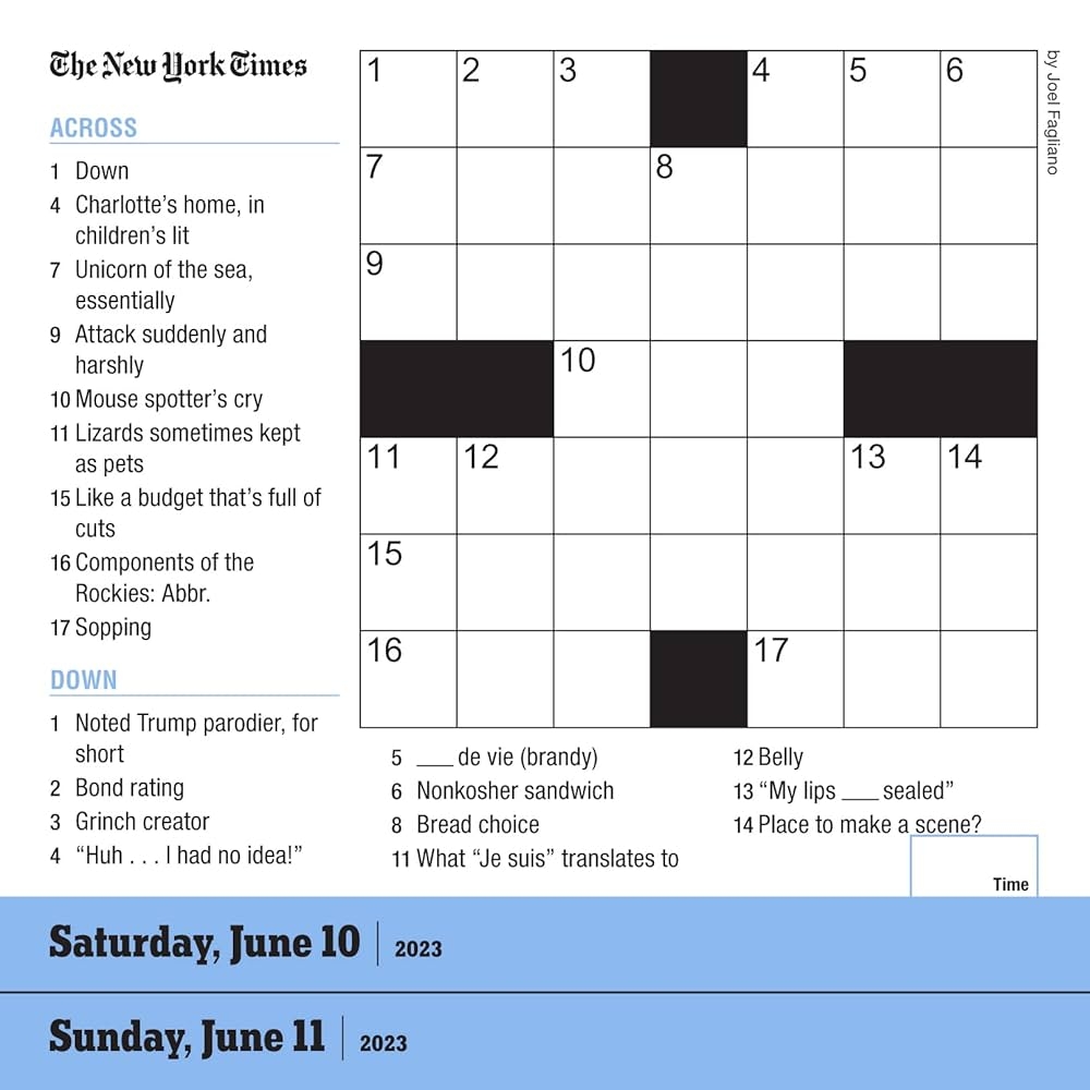 The New York Times Mini Crossword Page A Day Calendar For 2023 For Crossword Beginners And Puzzle Pros Workman Calendars Fagliano Joel 9781523516735 Amazon Books
