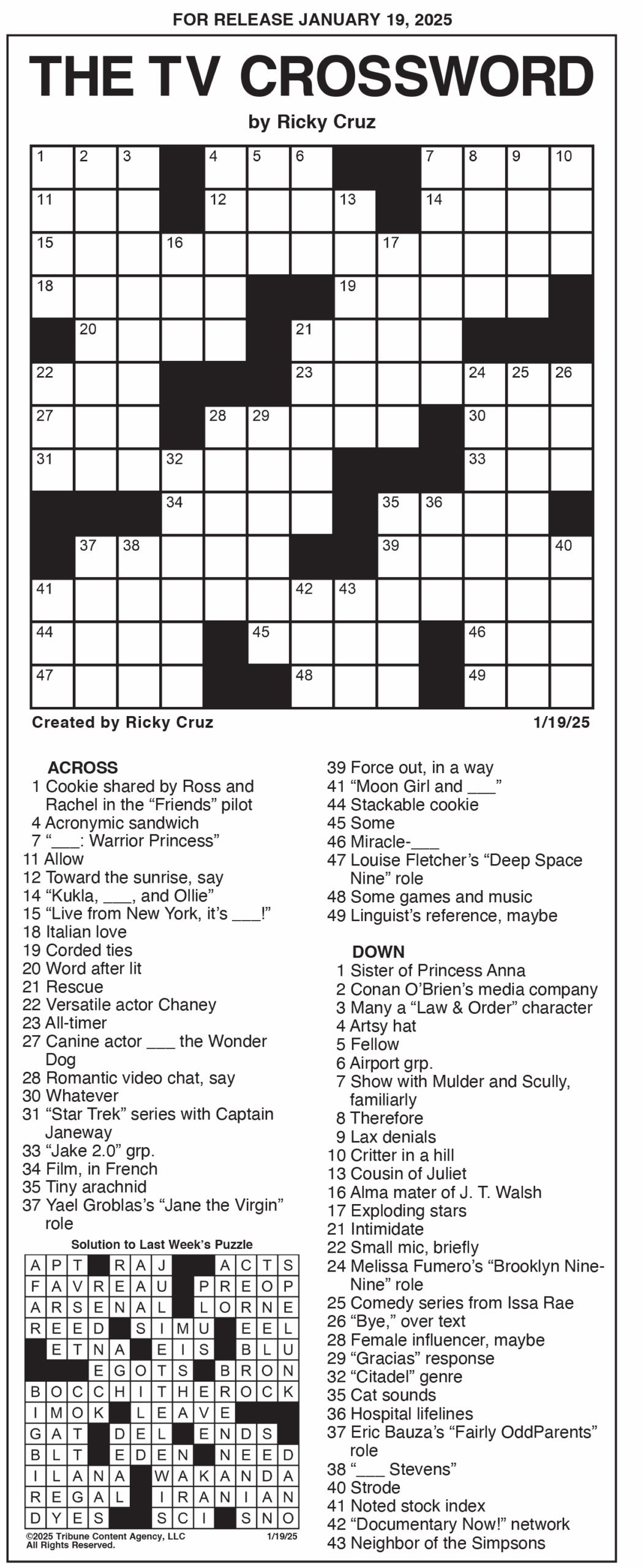 The TV Crossword Games Puzzles