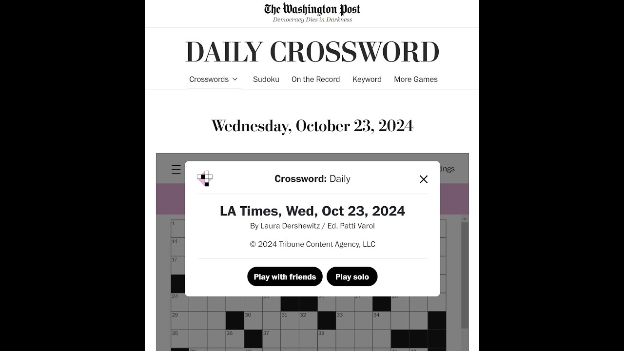 The Washington Post LA Times Crossword 23 10 2024 YouTube