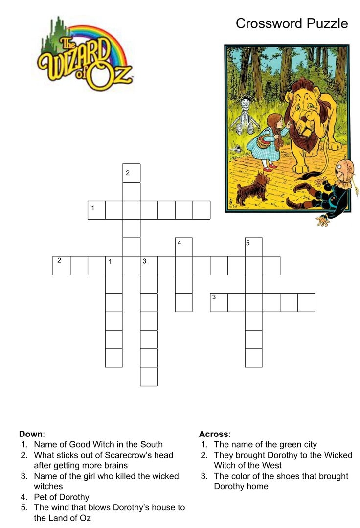 The Wizard Of Oz Crossword Puzzle