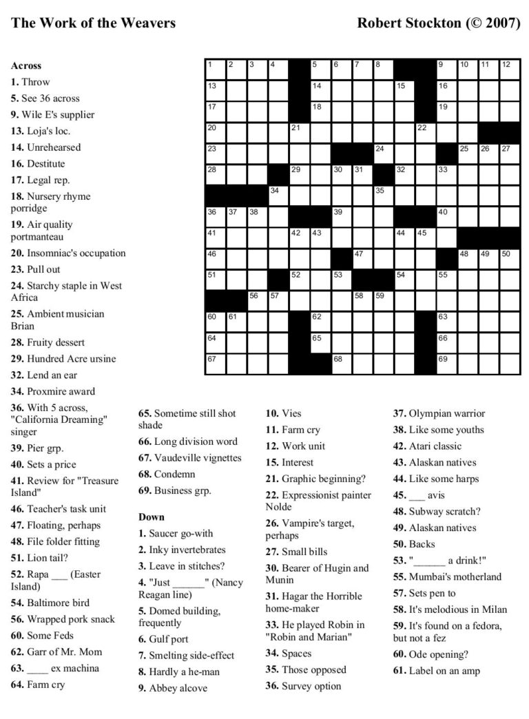 Thomas Joseph Crossword Printable Version Worksheets Library