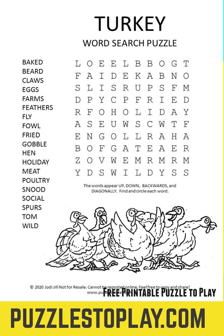 Turkey Word Search
