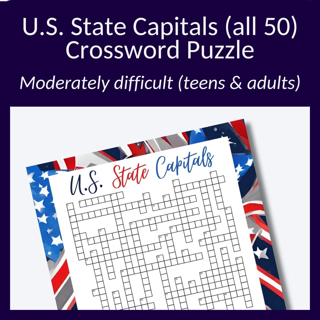 state capitals crossword printable