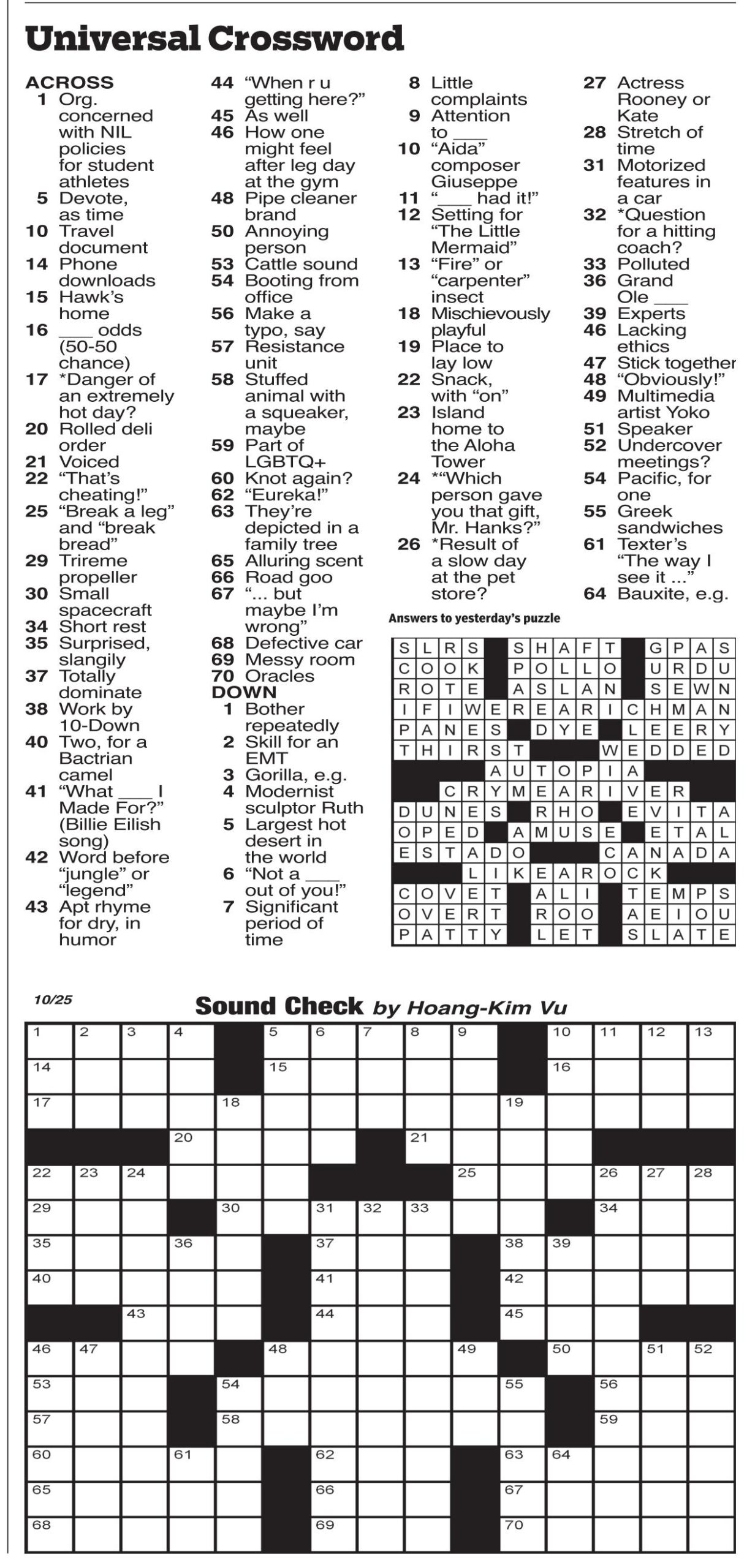 Universal Crossword Puzzles