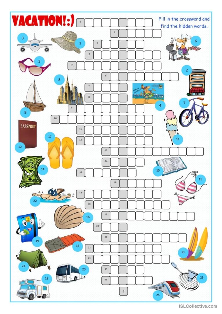 Vacation Crossword Puzzle Crossword English ESL Worksheets Pdf Doc Vacation Crossword Puzzle Crossword English ESL Worksheets Pdf Doc
