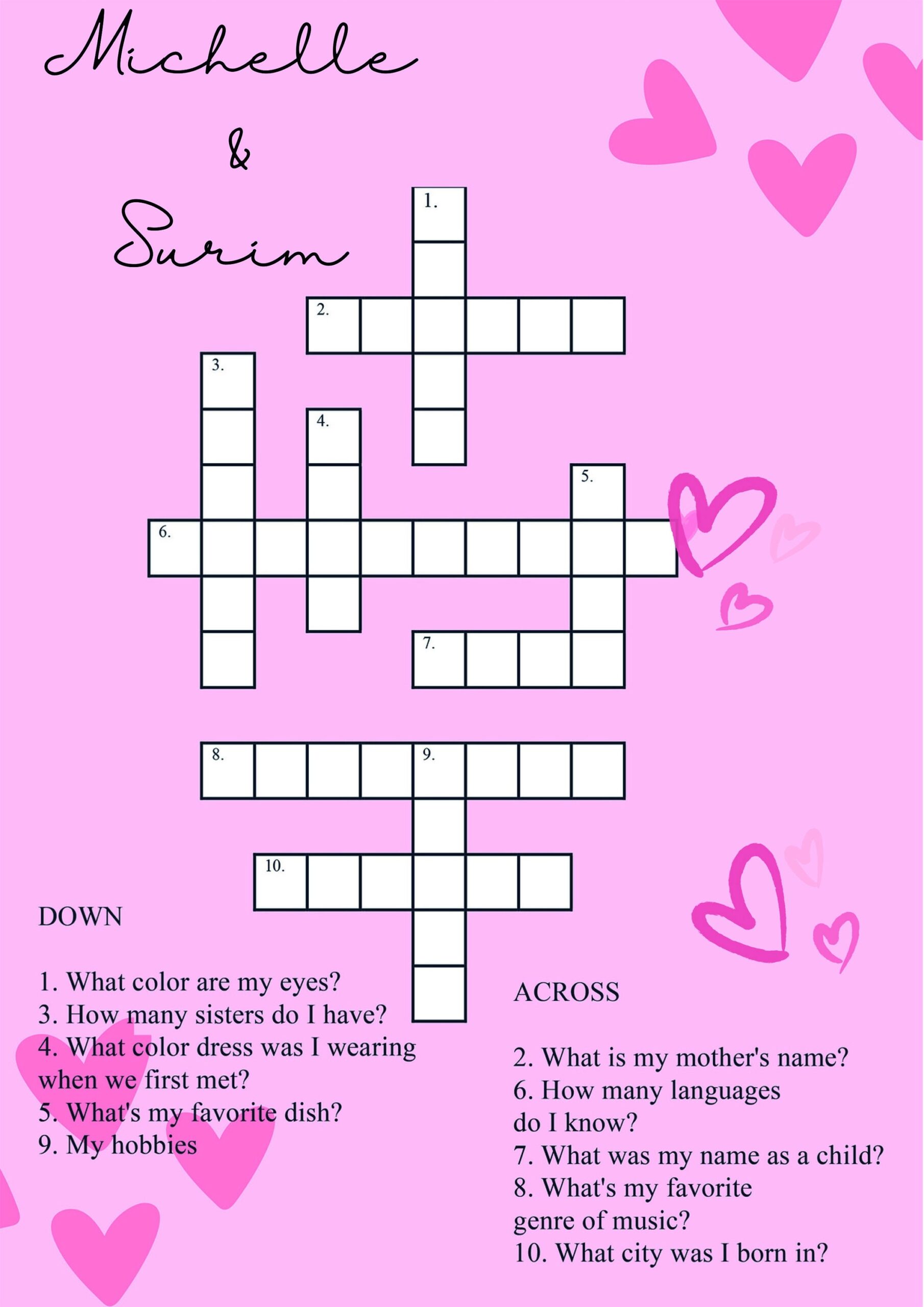 Valentine Crossword Puzzle Printable Crossword Puzzle For Valentine s Day Happy Valentine s Day Digital LGBT Pride Games LGBT Gift Etsy