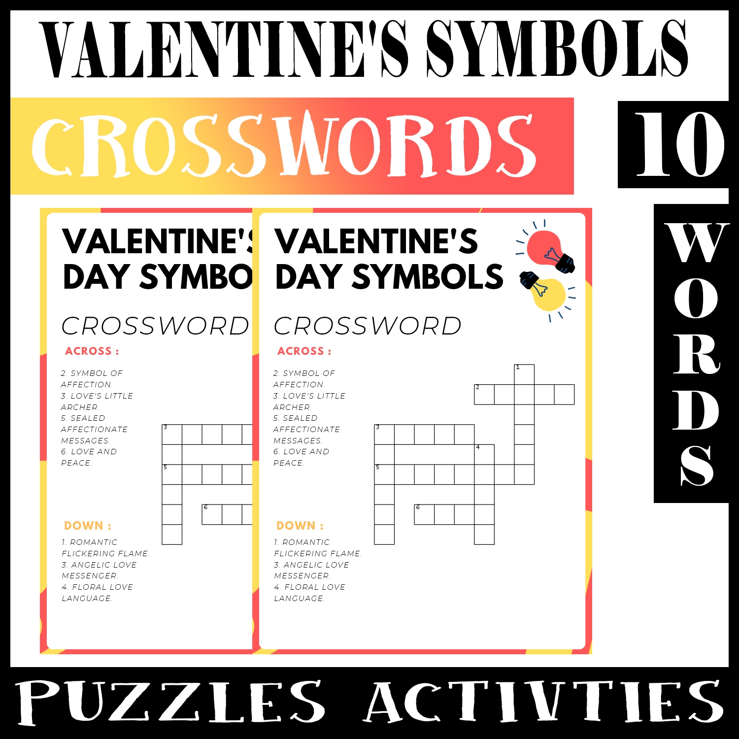 Valentine s Day Symbols No Prep Crossword Puzzle Worksheet Activity For Morning Work Made By Teachers