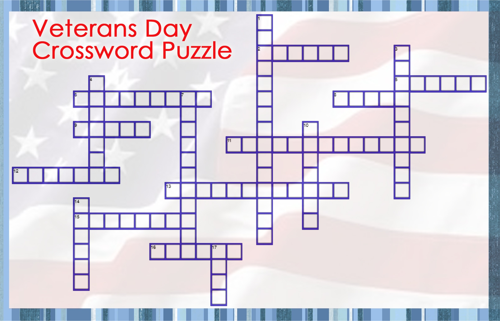 Veterans Day Crossword Puzzle Home Grown Fun