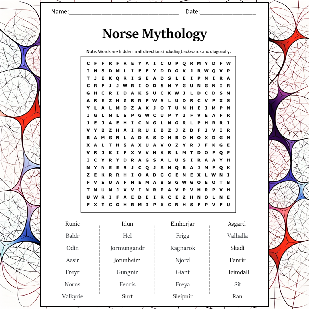 norse mythology crossword puzzles printable