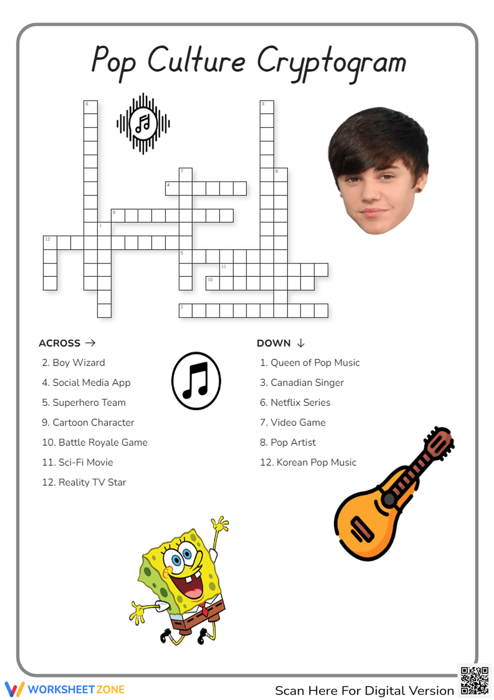 pop music crossword puzzles printable