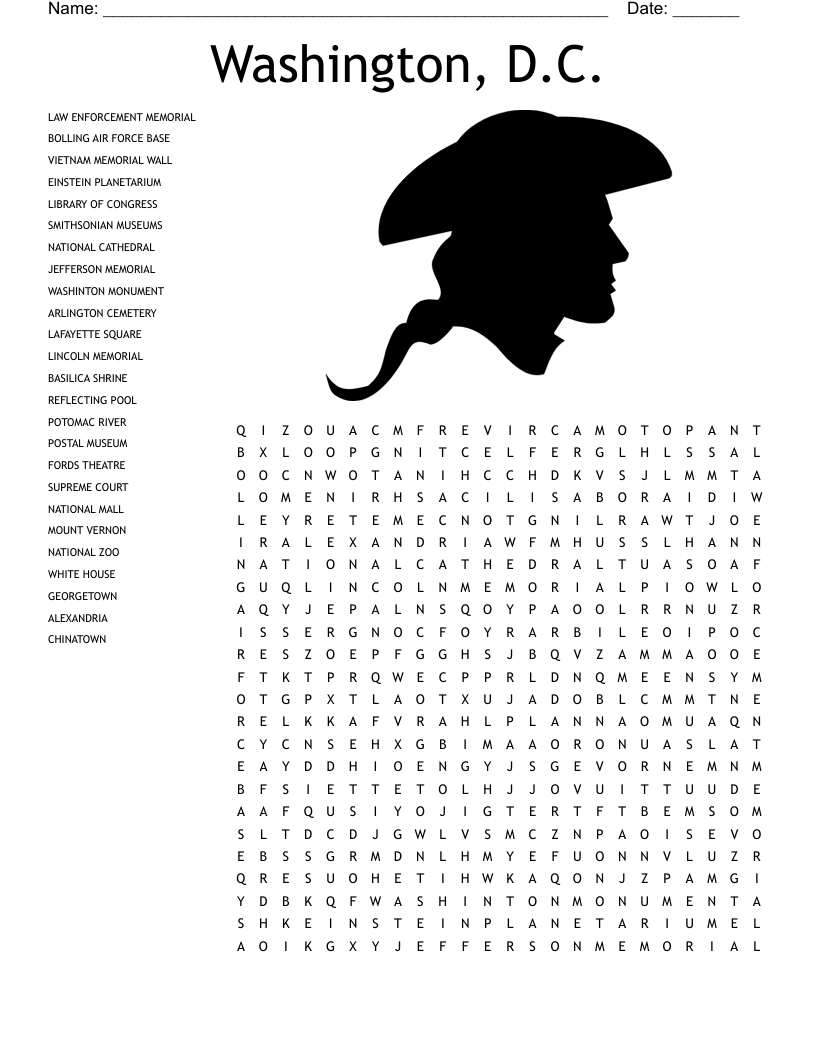 Washington D C Crossword Puzzle WordMint