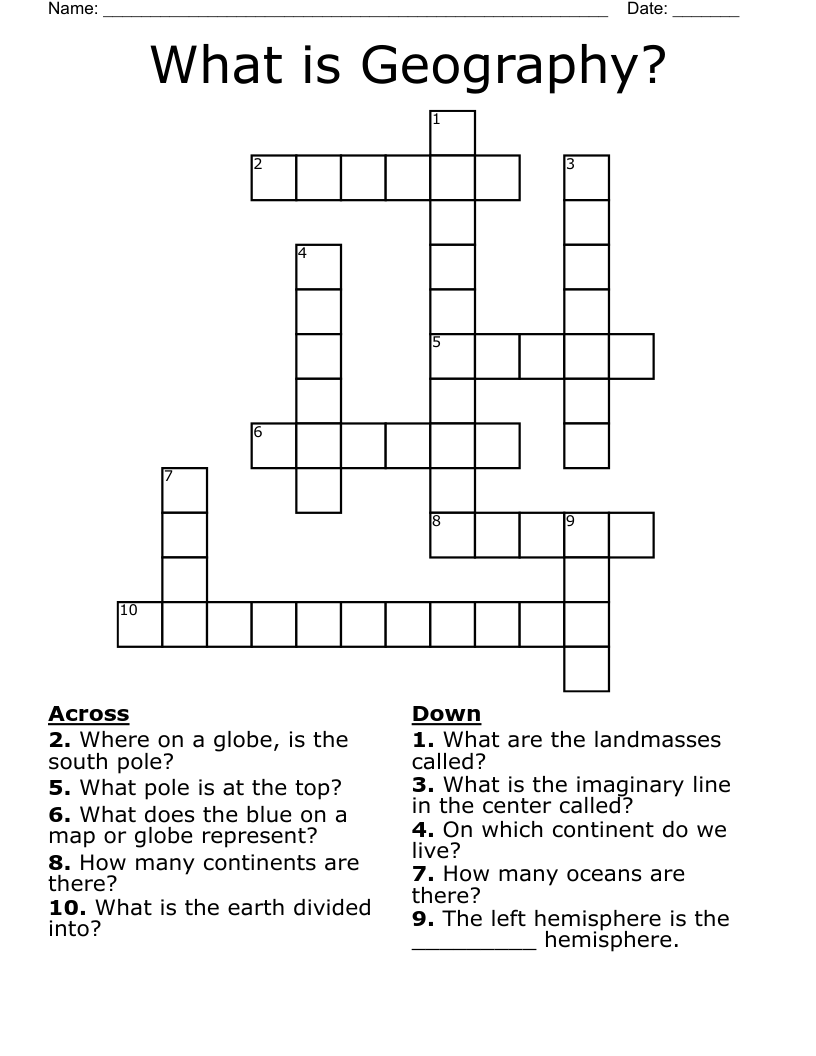 What Is Geography Crossword WordMint