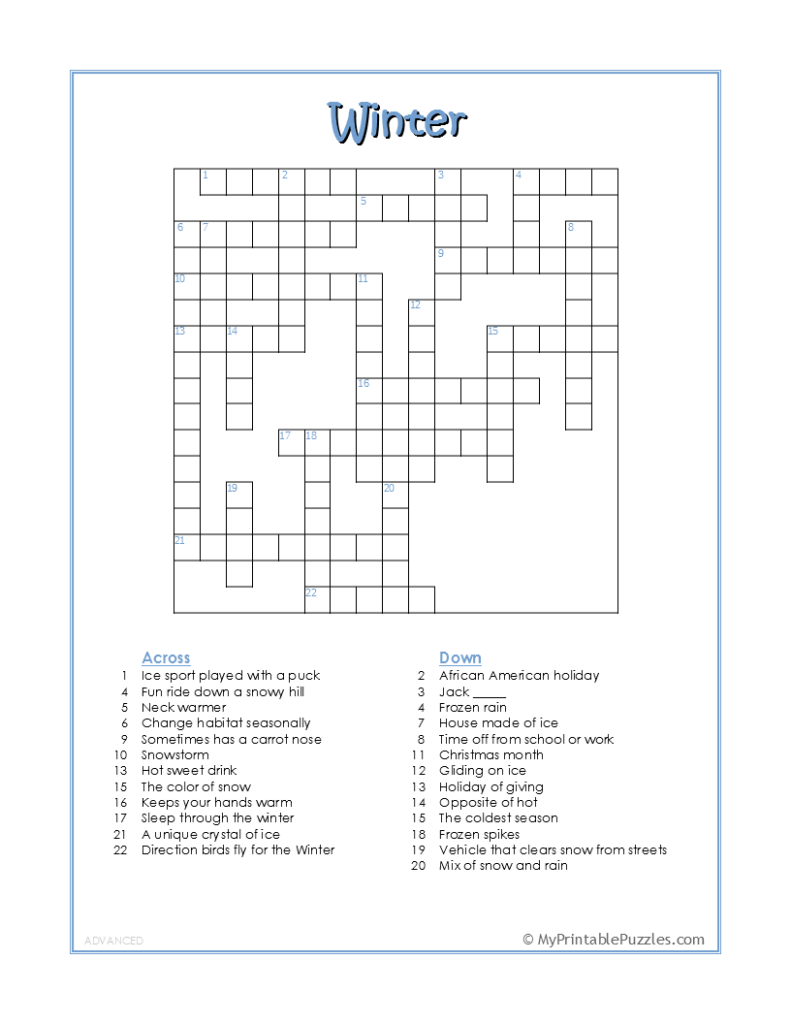 printable fun crossword puzzles
