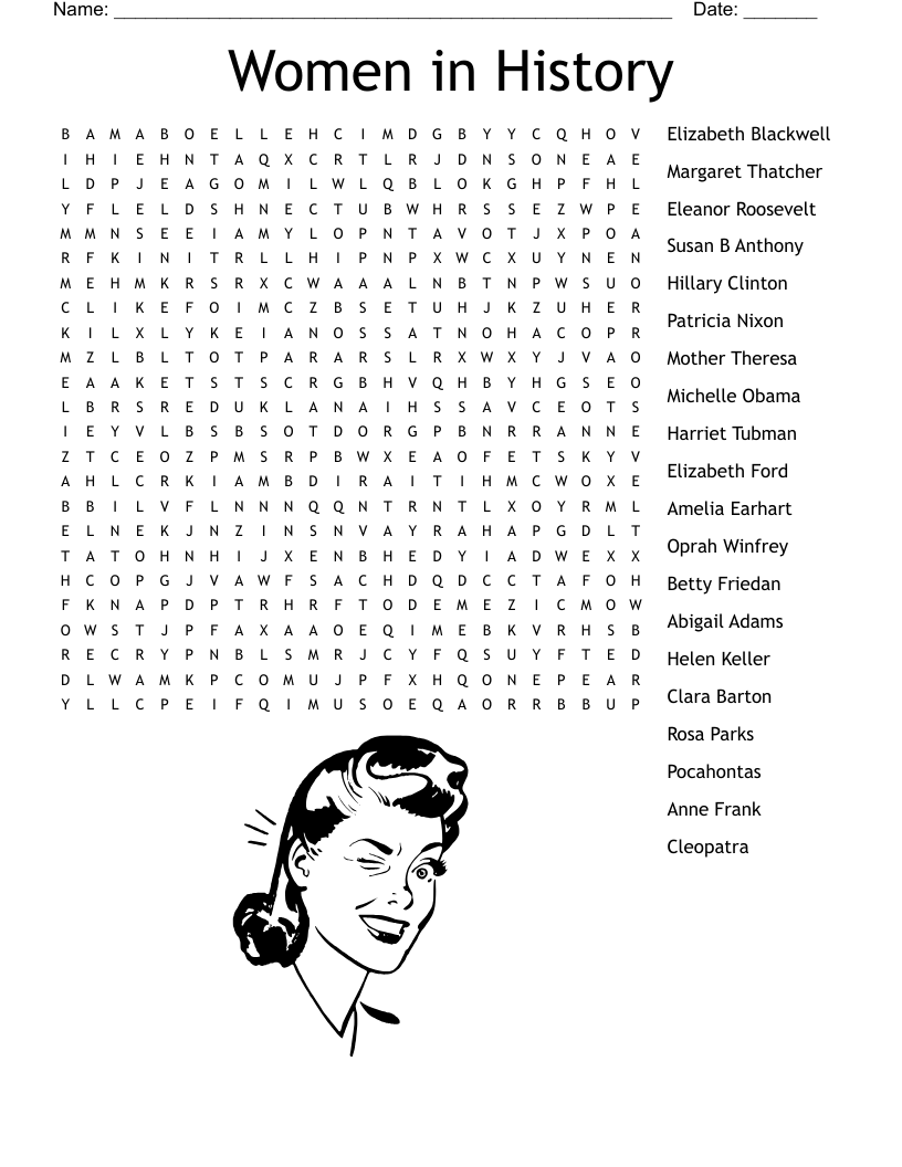 Women In History Word Search WordMint