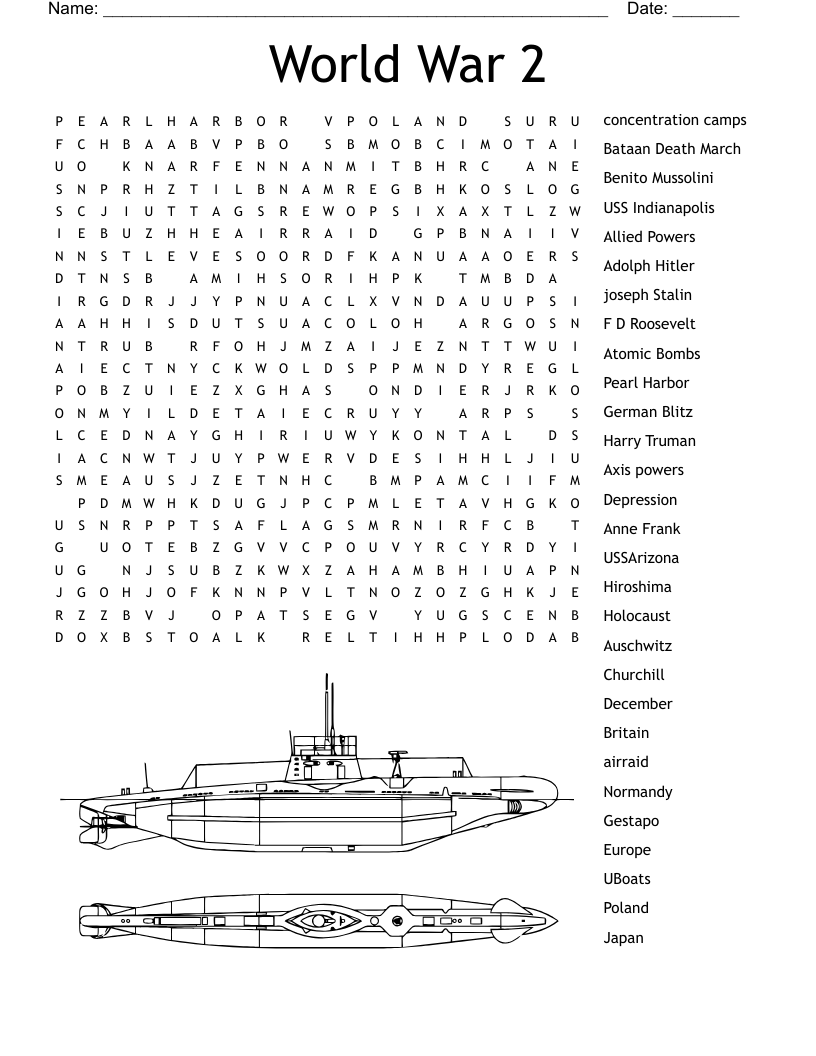 World War II Word Search WordMint
